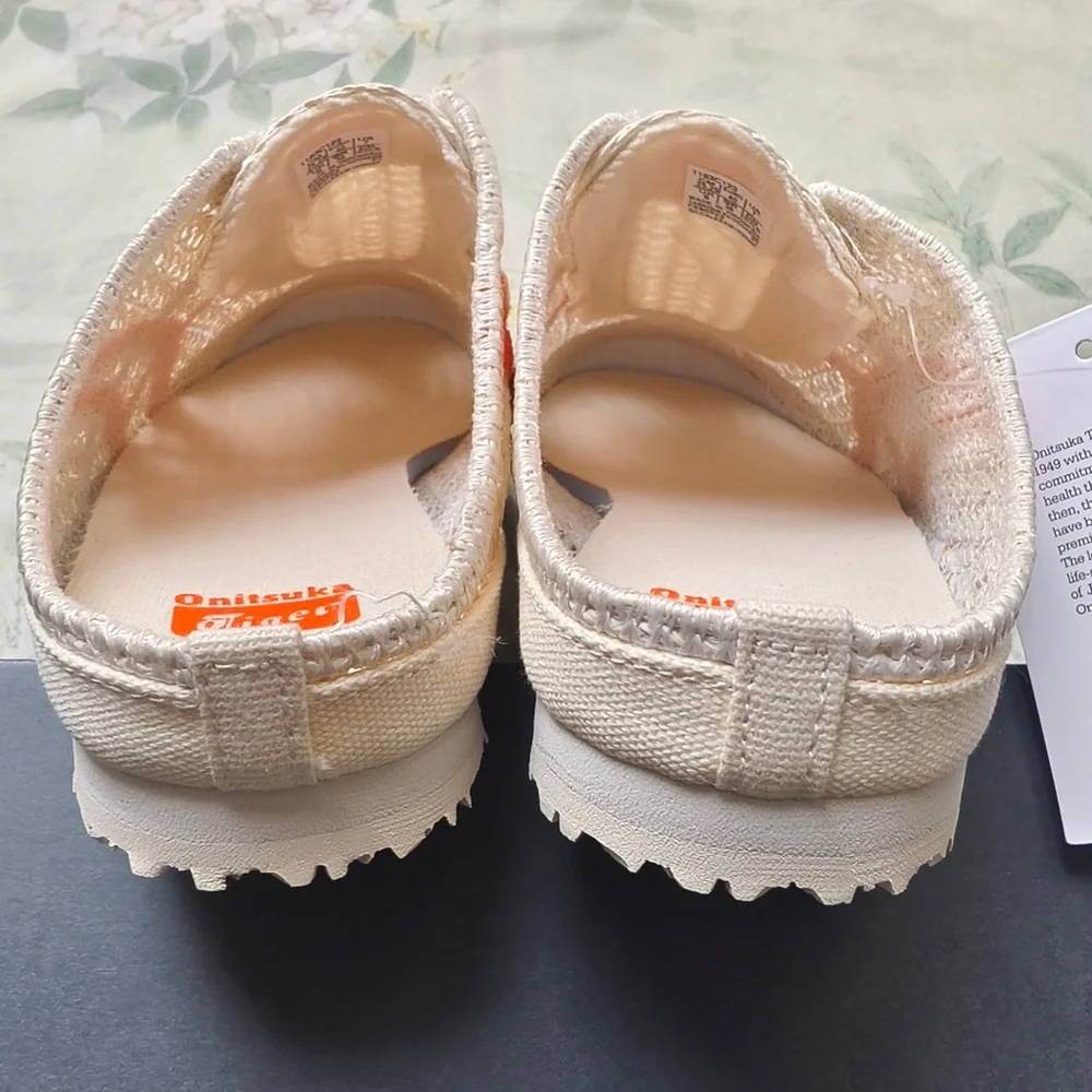 Onitsuka Tiger Cream Sneakers with Orange Accents